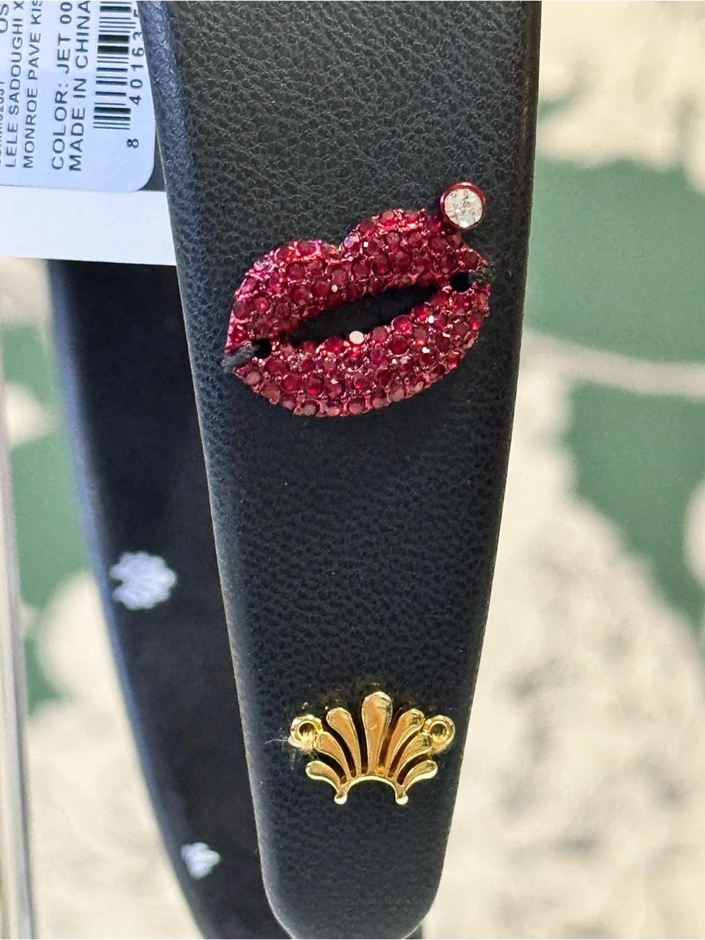 Lele Sadoughi x Marilyn Monroe Leather Headband w/Glitter Lip Appliqués
